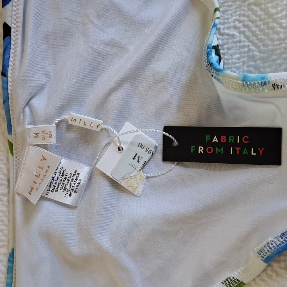 NWT MILLY Womens Cabana Floral Print Hipster‎ Bikini Bottom Blue/White/Green S-M - Picture 8 of 8